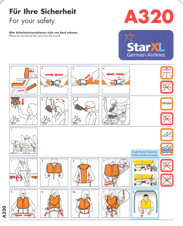 Airline Safety Card For starxl german airlines a320 different life